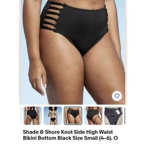 Shade & Shore Knot Side High Waist Bikini Bottom Black Size Small (4-6). O